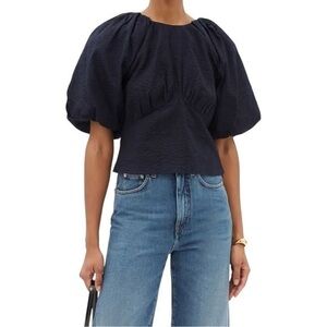Frame Denim Black Puff Sleeve Blouse